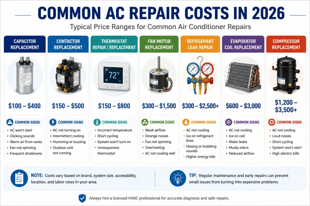 Common AC Repair Costs in 2026